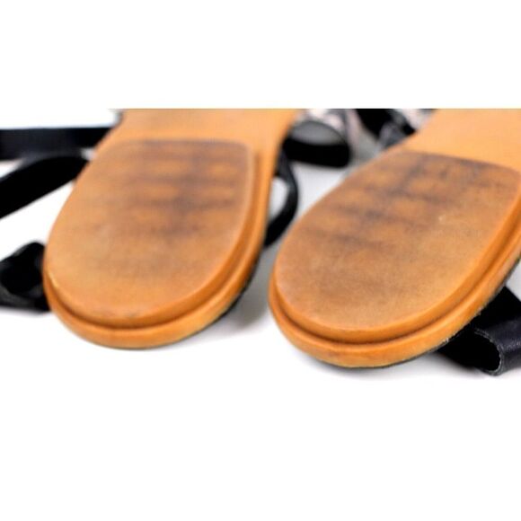 A.Gianetti ITALY GRAY BLACK GENUINE LEATHER STRAPPY FLAT SANDALS SHOES Size 9.5 - Picture 10 of 11